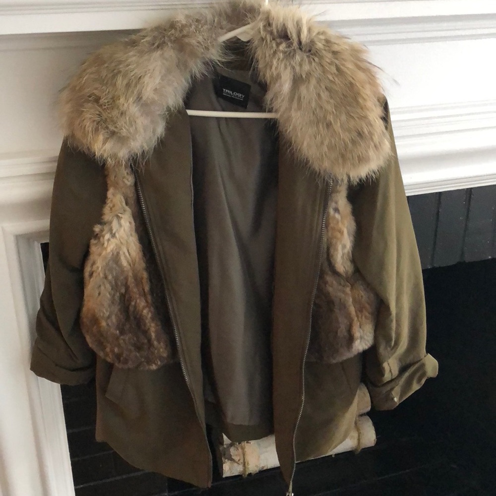 Bergdorf Goodman Trilogy Fur Vest Olive Jacket
